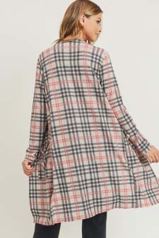 Women's Plaid Duster Cardigan with Pockets style 5