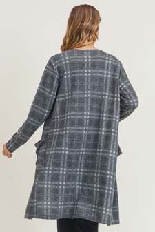Women's Plaid Duster Cardigan with Pockets style 5