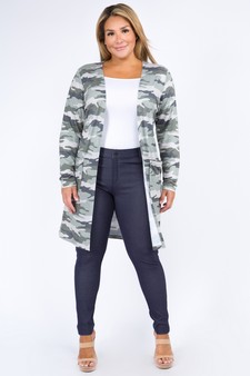 Women's Camouflage Duster Cardigan with Pockets style 4