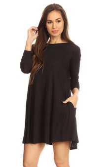 Women's 3/4 Sleeve Swing Dress with Pockets style 2