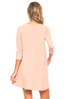 Women's 3/4 Sleeve Swing Dress with Pockets style 3