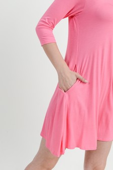 Women's 3/4 Sleeve Swing Dress with Pockets style 6