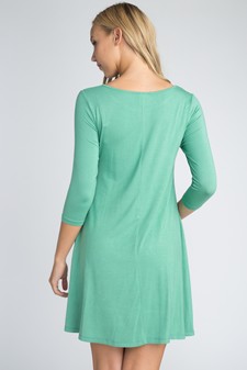 Women's 3/4 Sleeve Swing Dress with Pockets style 4