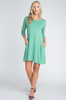 Women's 3/4 Sleeve Swing Dress with Pockets style 6