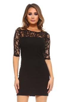 Mini 3/4 Lace Sleeves Dress style 2