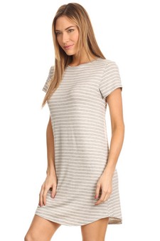 Striped Short Sleeve Tunic T-Shirt Dress style 2