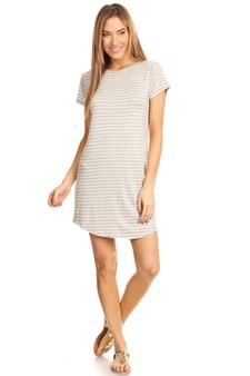 Striped Short Sleeve Tunic T-Shirt Dress style 5