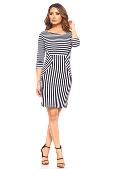 Lady's 3/4 Sleeve Striped Dress style 4