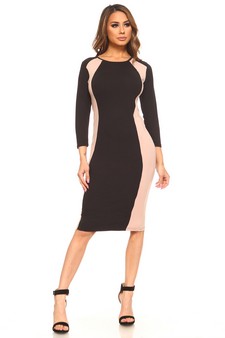 Women's Color Block Contrast Midi Dress (Small only) style 4