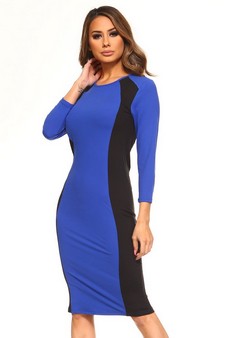 Women's Color Block Contrast Midi Dress (Small only) style 2