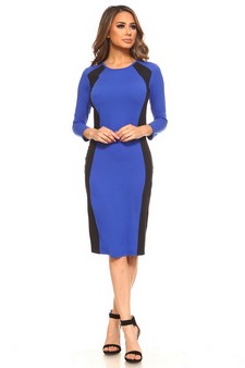 Women's Color Block Contrast Midi Dress (Small only) style 4