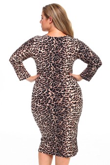 Lady's Leopard Bodycon Midi Dress (XXL only) style 3
