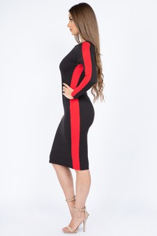 Women's Side Stripe Midi Bodycon Dress style 3