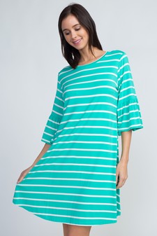 Women's Ruffled 3/4 Sleeve Striped Dress style 2
