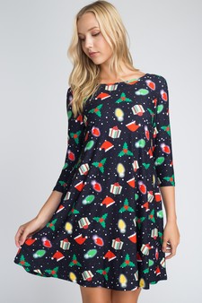 Women's All Things Christmas Print Dress (Small only) style 2