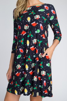 Women's All Things Christmas Print Dress (Small only) style 4