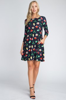 Women's All Things Christmas Print Dress (Small only) style 5