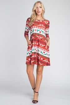 Women's Fair Isle Reindeer Print Christmas Dress style 5
