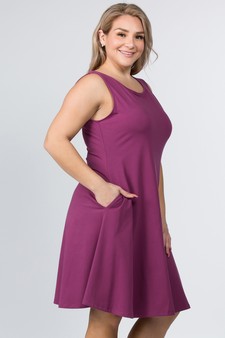 Lady's Sleeveless Comb-Cotton A-Line Dress with Pockets style 2