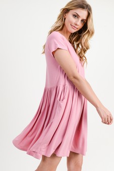 Women's Short Sleeve Babydoll Dress with Pockets style 5
