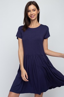 Women's Short Sleeve Babydoll Dress with Pockets style 4