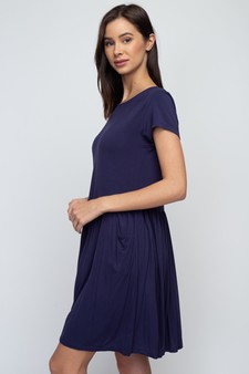 Women's Short Sleeve Babydoll Dress with Pockets style 6
