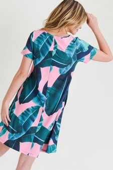 Women's Palm Leaf Print Fit and Flare Dress style 5