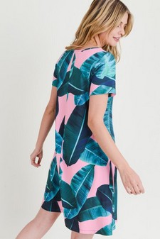 Women's Palm Leaf Print Fit and Flare Dress style 6