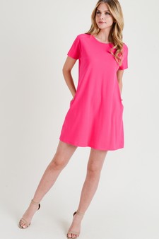 Women's Short Sleeve Cut Out Back Dress with Pockets style 6