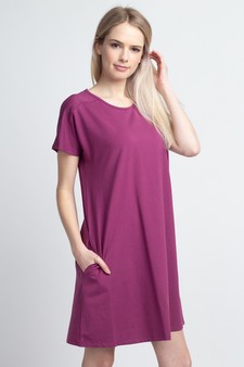 Women's Short Sleeve Cut Out Back Dress with Pockets style 3
