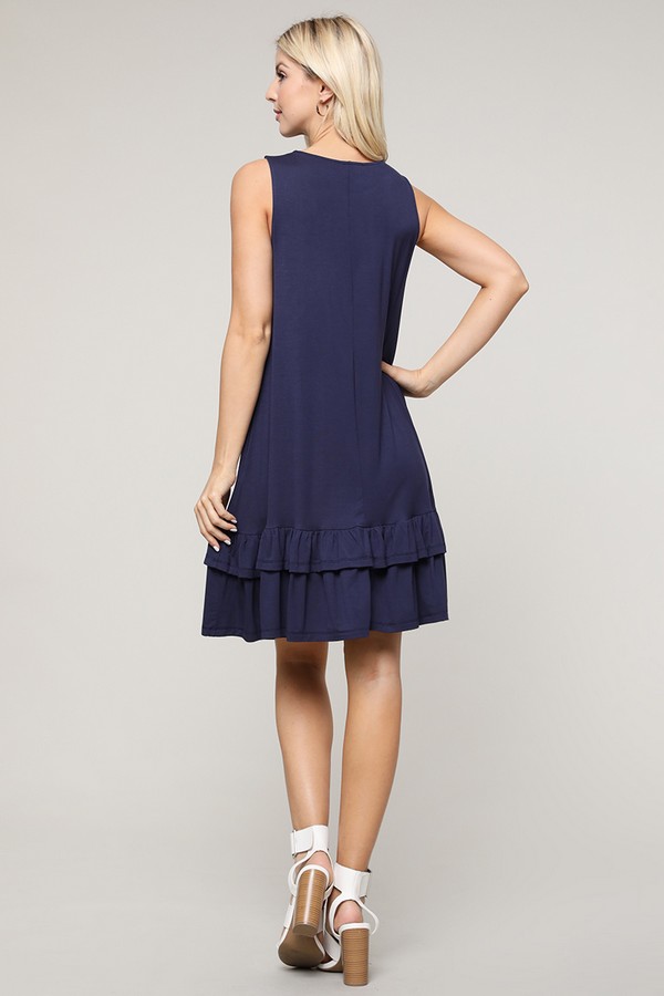 Women's Sleeveless Ruffle Dress with Pockets - Wholesale - Yelete.com