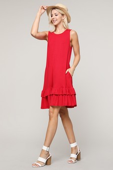 Women's Sleeveless Ruffle Dress with Pockets style 4