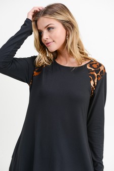 Women's Leopard Shoulder Panel A-Line Dress style 6