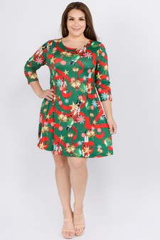 Women's Nutcracker Christmas Print A-Line Dress style 5