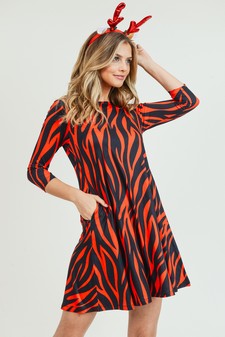 Women's Zebra Print A-Line Dress style 8