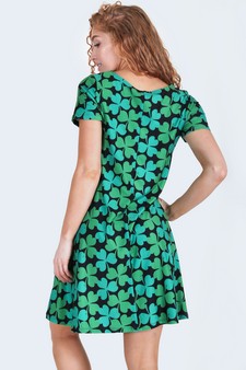 Women's 4-Leaf Clover Print Dress with Pockets style 4