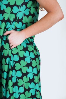 Women's 4-Leaf Clover Print Dress with Pockets style 5