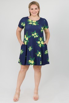 Women's Lots of Lemon Print Dress with Pockets style 4