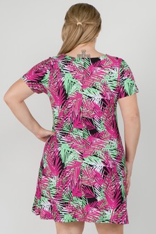 Women's Multi Colored Palm Leaf Dress with Pockets style 3