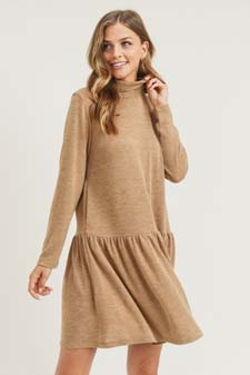 Women's Turtleneck Peplum Hem Sweater Dress style 2