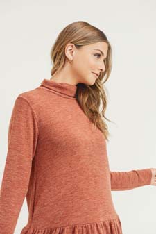 Women's Turtleneck Peplum Hem Sweater Dress style 8