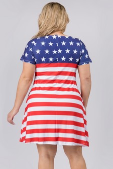 Women's Flag Day Short Sleeve Dress with Pockets style 3