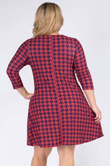 Women's Houndstooth 3/4 Sleeve Dress style 3