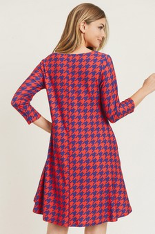 Women's Houndstooth 3/4 Sleeve Dress style 4