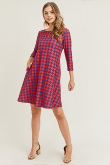 Women's Houndstooth 3/4 Sleeve Dress style 7
