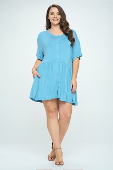 Women’s Stop and Flare Short Sleeved Button Dress style 5