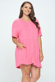 Women’s Stop and Flare Short Sleeved Button Dress style 2