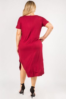 Women's Casual Curved Hem Midi Dress with Pockets style 4