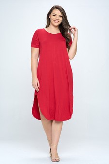 Women's Casual Curved Hem Midi Dress with Pockets style 5