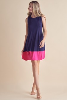 Women’s Sleeveless Dress w/ Colorblock Trim style 4